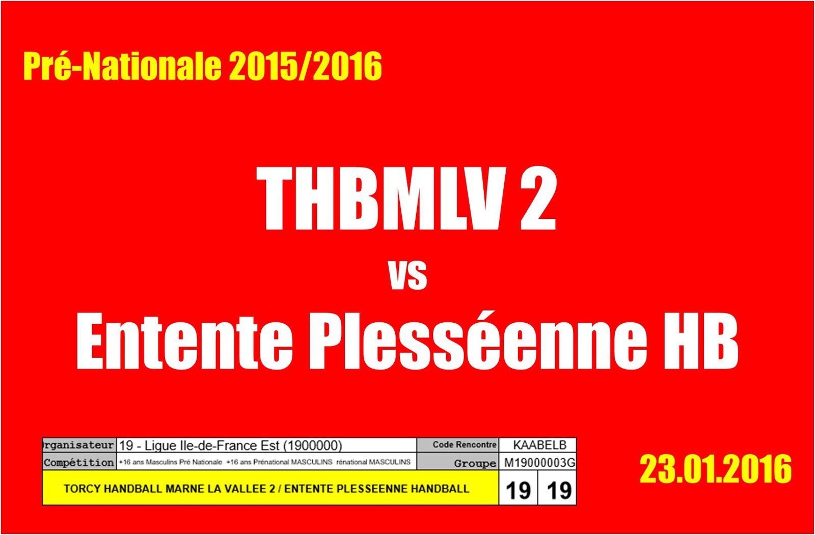 THBMLV 2 vs EPHB (Pré-Nationale) 23.01.2016