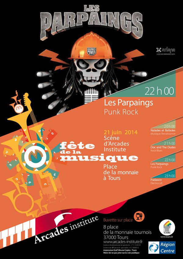 21 juin Fête de la musique place de la monnaie à Tours. La scène d'arcades Institute