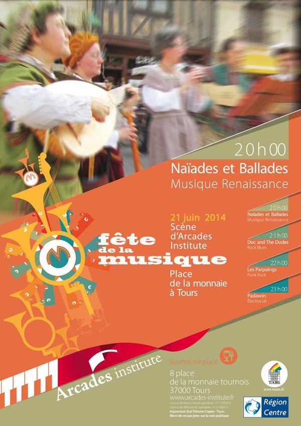 21 juin Fête de la musique place de la monnaie à Tours. La scène d'arcades Institute