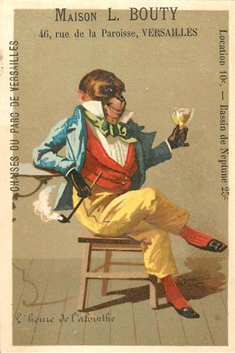 L'Heure de l'absinthe. Chromo publicitaire. Collection Delahaye.