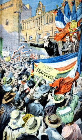 La crise viticole. Dessin de Dufresne. Supplément illustré du Petit Journal, 1907. Collection Delahaye.