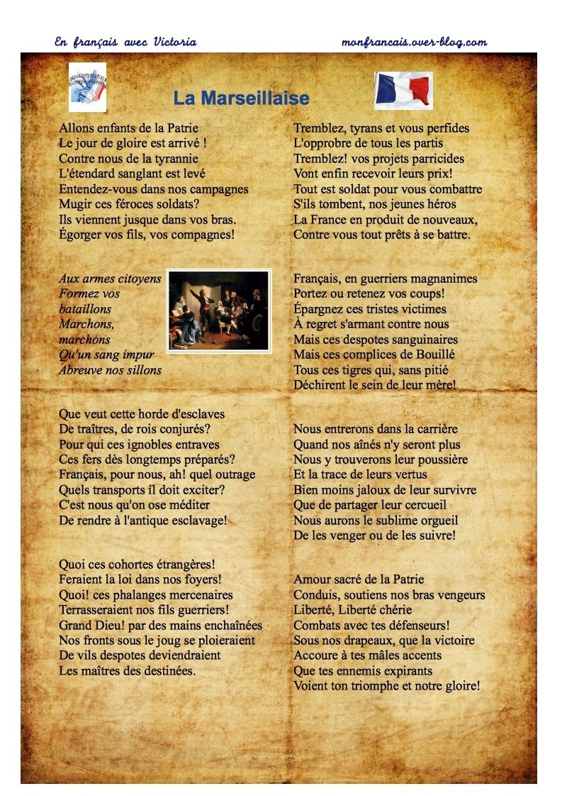 La Marseillaise.  Je parle français