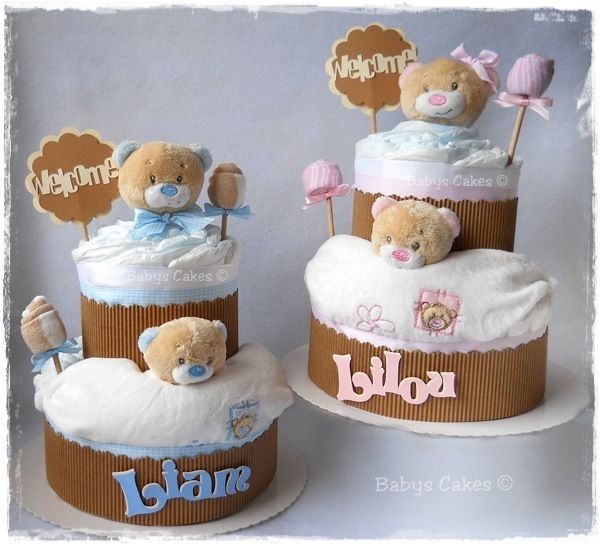 Gâteaux de couches jumeaux - Babys Cakes Cadeaux