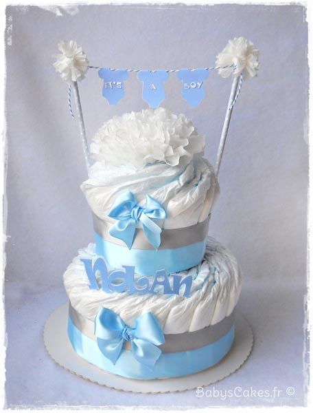 Gâteau de couches naissance personnalisé - Babys Cakes Cadeaux