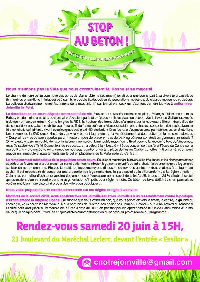 Manifestation pour dire : Stop au béton !