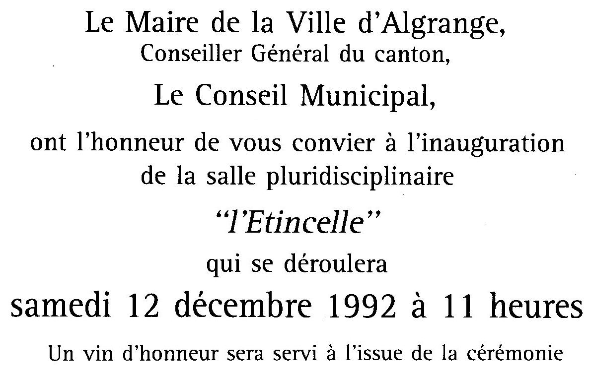 Inauguration de l'Etincelle en 1992 à Algrange