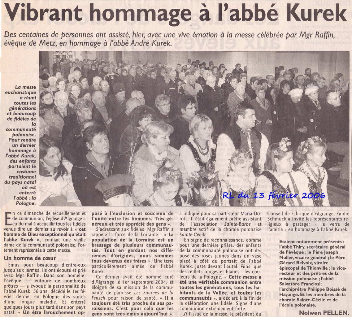 La paroisse catholique d'Algrange de 1989 à nos jours