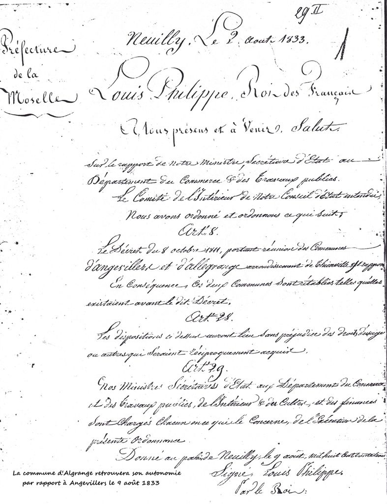 Le Conseil municipal d'Algrange de 1789 à l'annexion (1871)