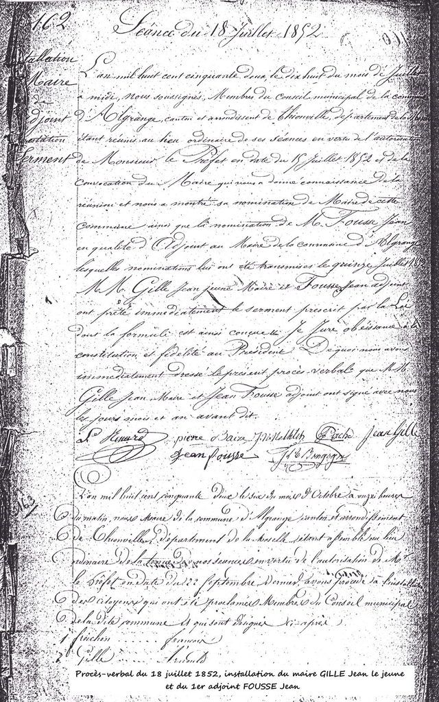 Le Conseil municipal d'Algrange de 1789 à l'annexion (1871)