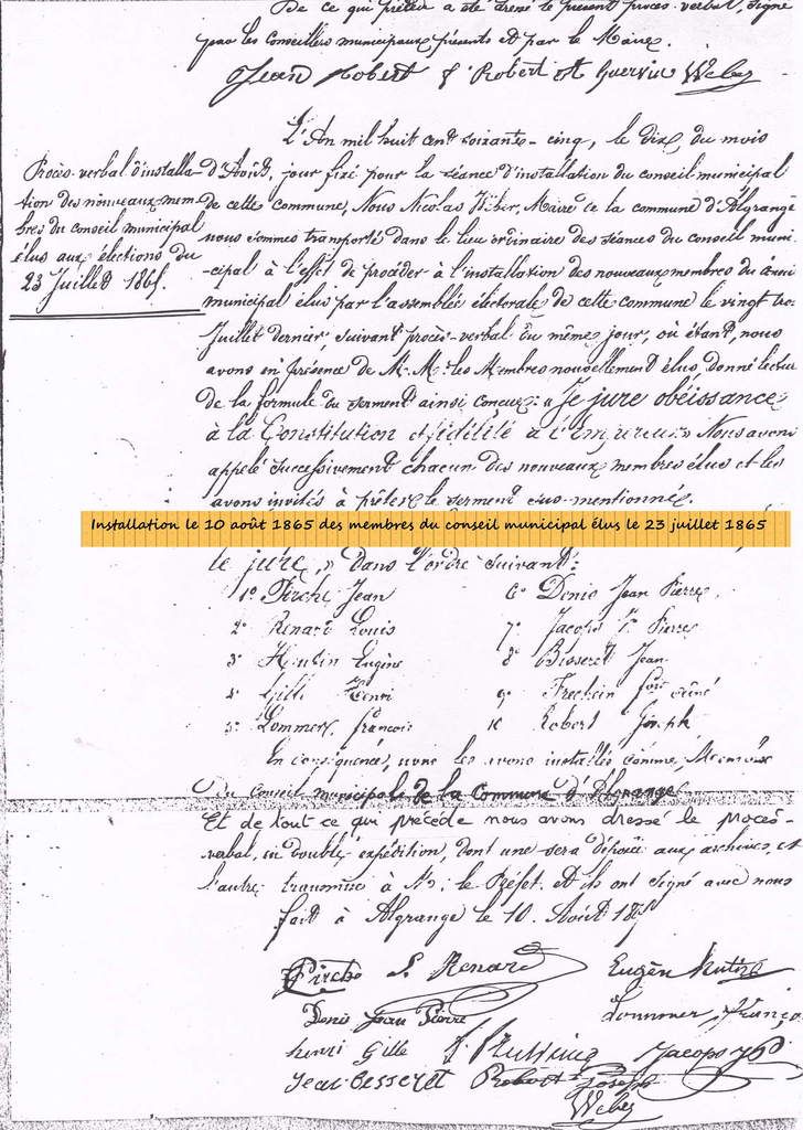 Le Conseil municipal d'Algrange de 1789 à l'annexion (1871)