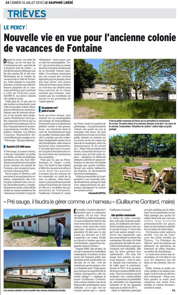 article Dauphiné - 16/07/2016