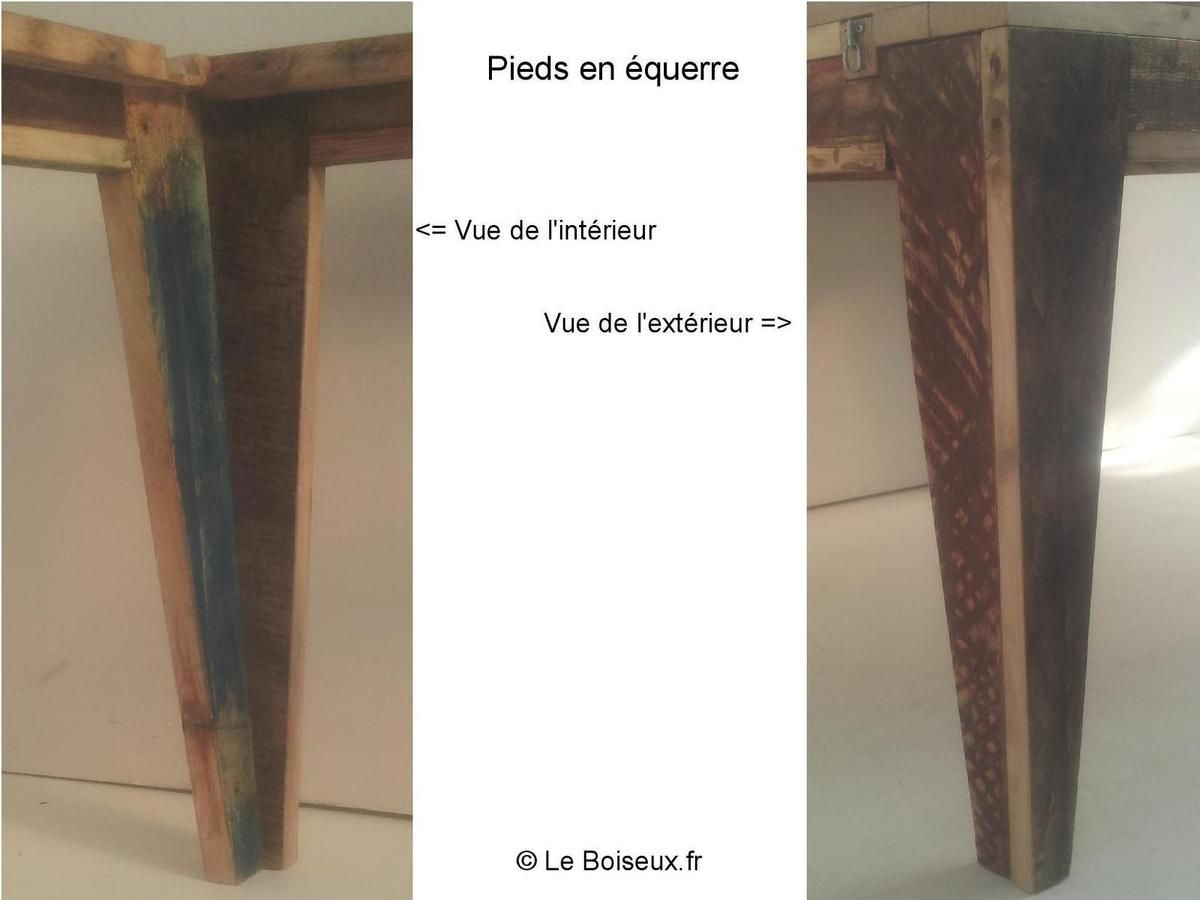 Pieds de table en "fuseau", bois recyclé - Tables de repas en bois recyclé  sur mesure