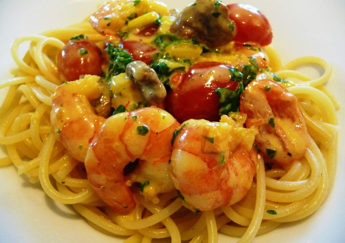 spaghetti aux crevettes sauce tomate