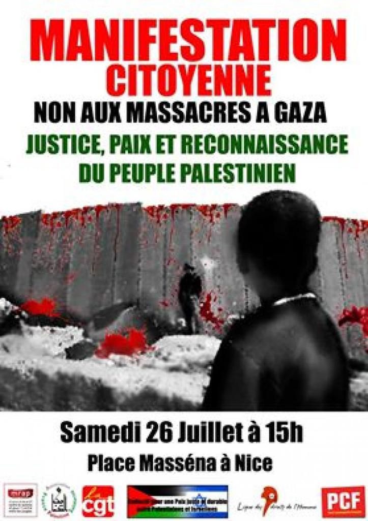 Manifestation  à Nice en solidarité avec la Palestine le 26 juillet