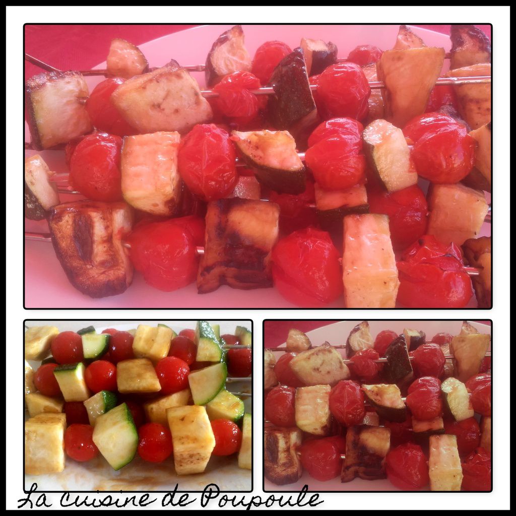 Brochettes courgettes, aubergines, tomates cerise à la plancha - La cuisine  de poupoule