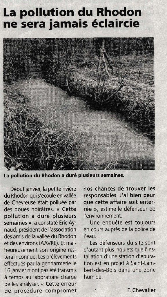 Un nouvel extrait du journal « Toutes les Nouvelles » d'hier, à propos de  la pollution de l'eau du Rhodon sur plusieurs semaines! - Le blog de l'aavre