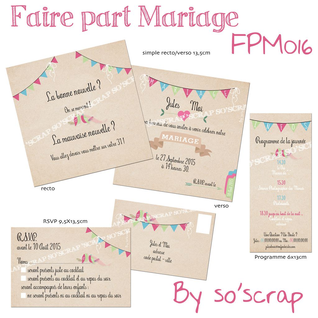 Faire part mariage à personnaliser  Popcarte