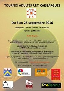 Inscription au Tournoi de Tennis de Septembre 2016