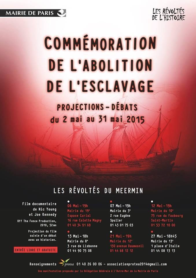 #Esclavage / Les révoltés de Meermin le 6 mai à 19H au Centre Curial Paris 19
