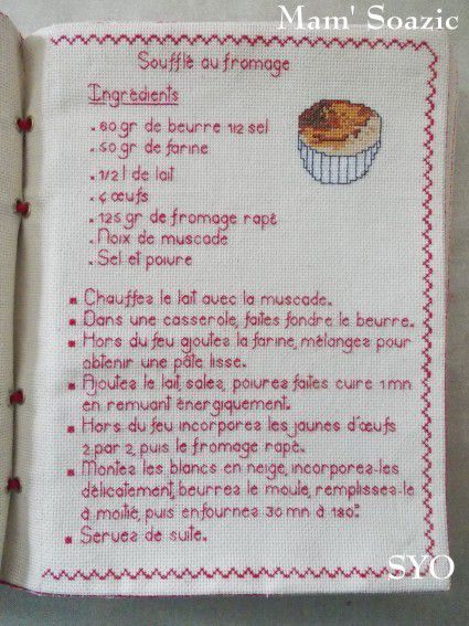   Livre Recettes Brodées de Mamigoz : Le Soufflé au fromage
