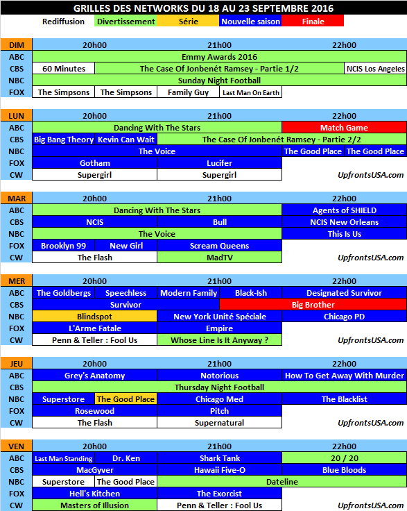 Grille des networks du 18 au 23/09 : c'est la rentrée !