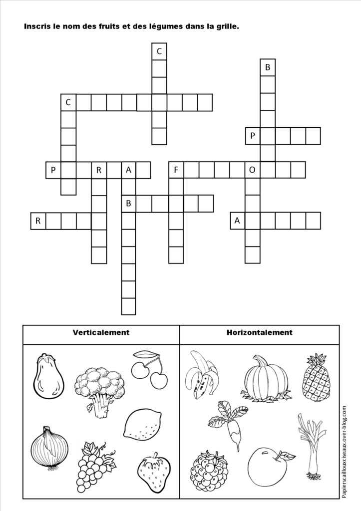 Jeux de fruits et légumes