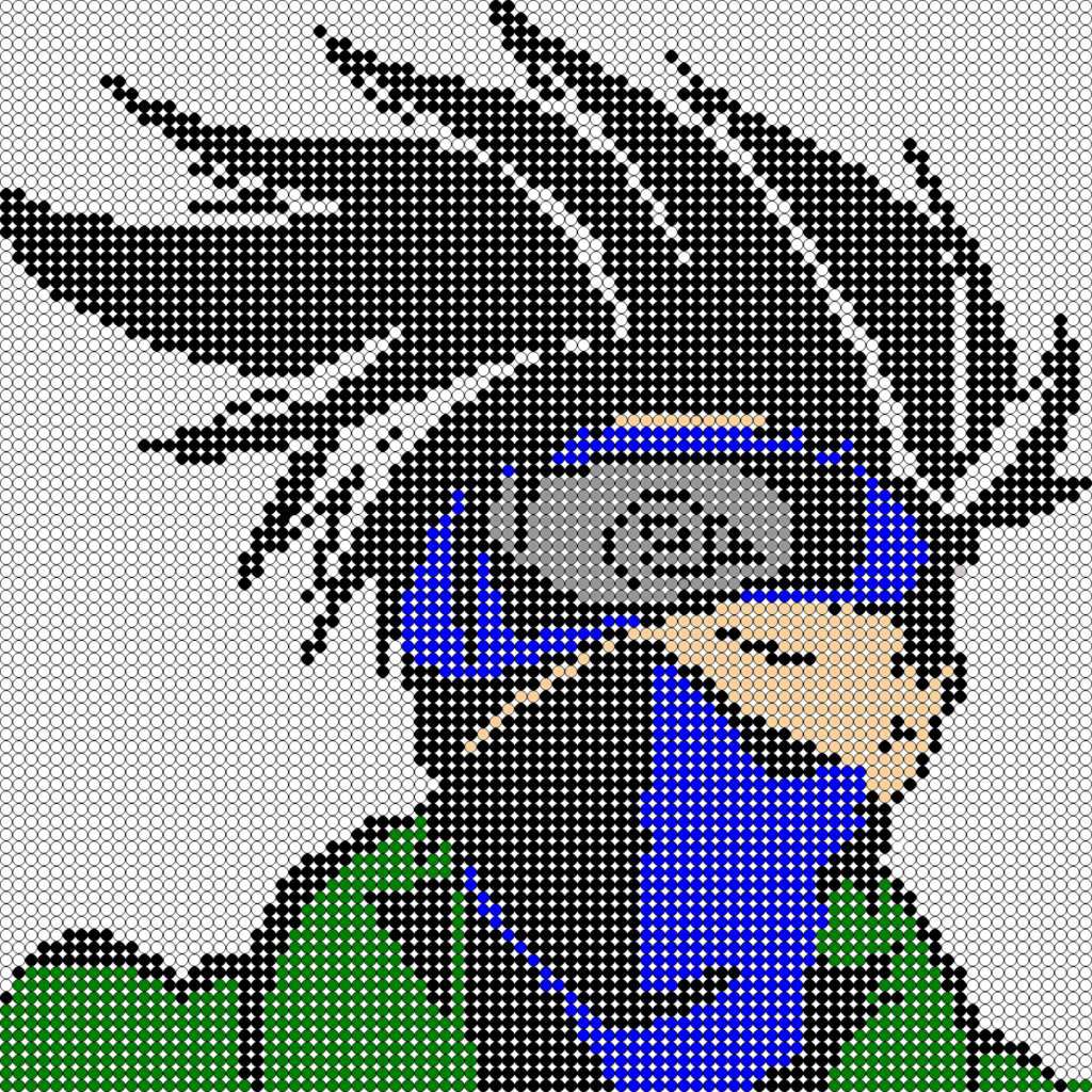 Kakashi en perles à repasser - pixel art en perle à repasser