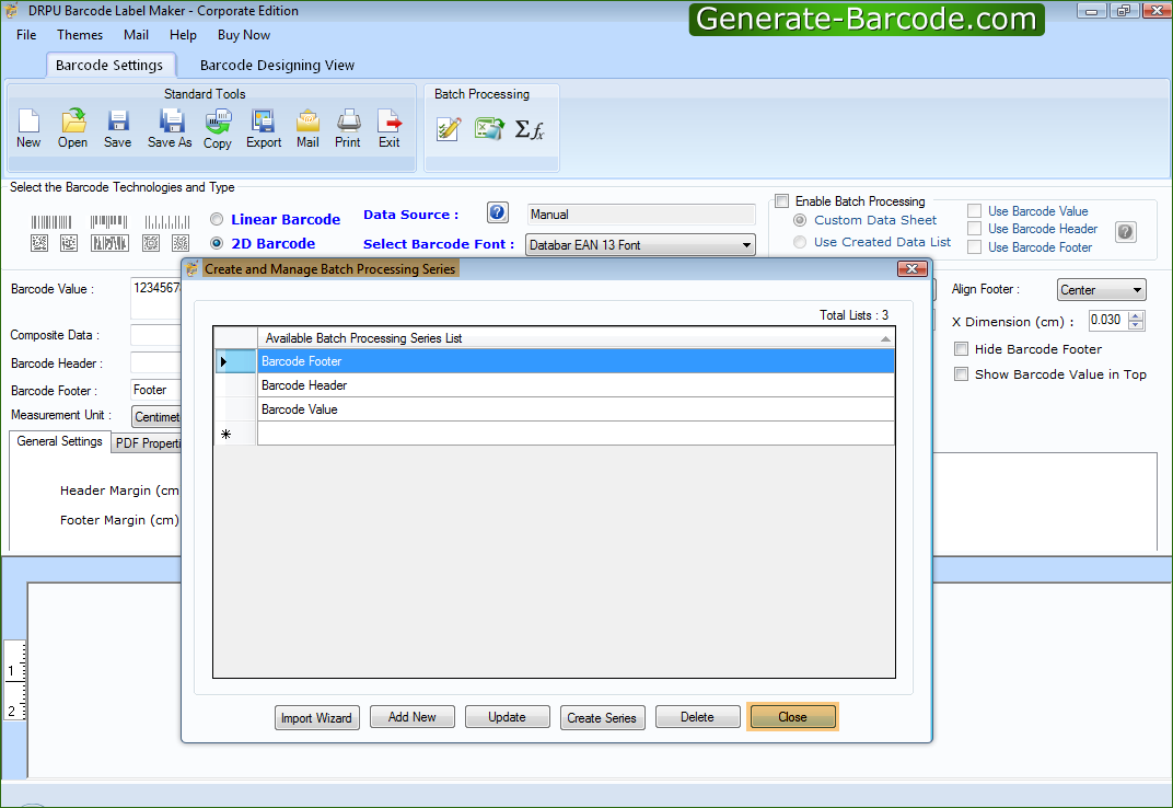 How to use Batch Processing Series feature to generate multiple barcode labels