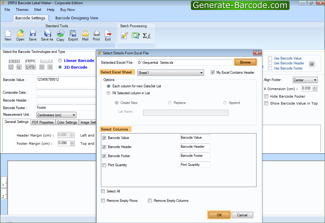 How to use Batch Processing Series feature to generate multiple barcode labels