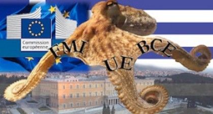 La place Syntagma à Athènes. La troïka menace le parlement grec.