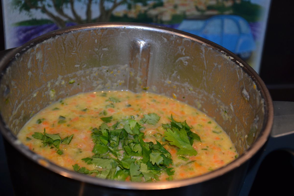 Flan de carotte au curry et au coriandre 3💚 2💙💜
