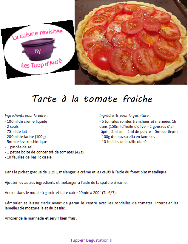 Tarte à la tomate fraiche - Moule à Garnir - Les Tupp d'Aurélie