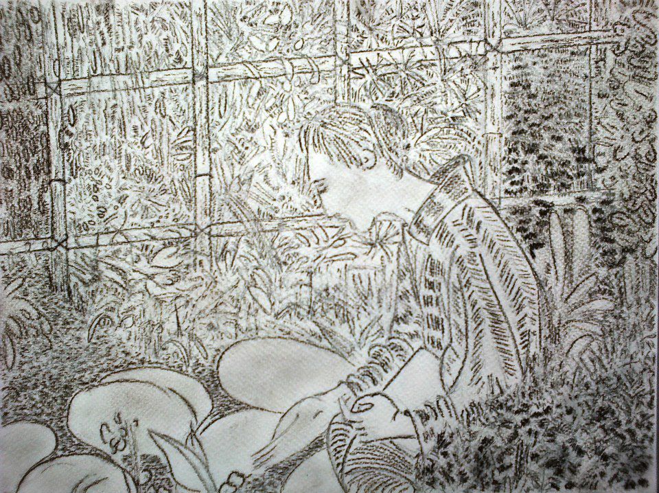 Pascaline Boura  24 x 32  Crayon à papier et mine graphite   Exercice sur le film  " Mâdadayo " de monsieur Kurosawa  2013