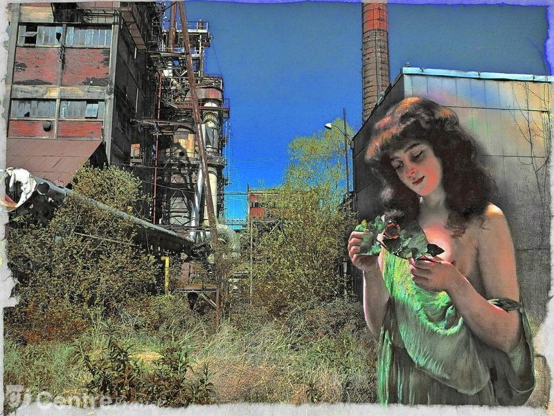 L'usine désaffectée, vue par l'artiste. Elle fabriquait du charbon de bois, mais aussi des arômes - photo Éric basset