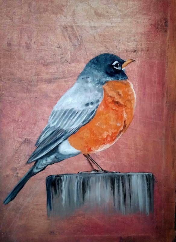 Kleiner Vogel Beim Sonnenaufgang Olgemalde Auf Leinwand 40x60 Cm Mit Kurzer Malanleitung Teil 2 Malen Und Zeichnen Als Hobby