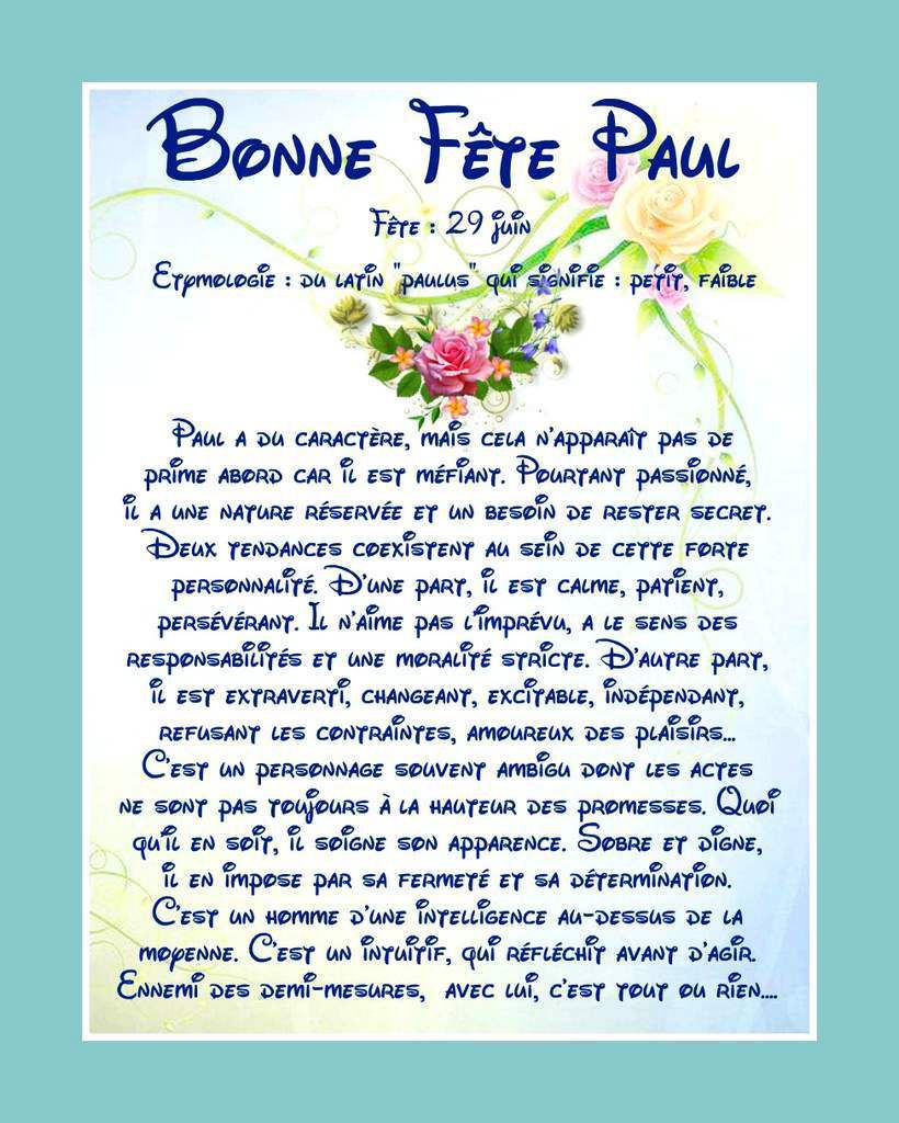 Carte Bonne Fête Paul - 29 juin - Balades comtoises