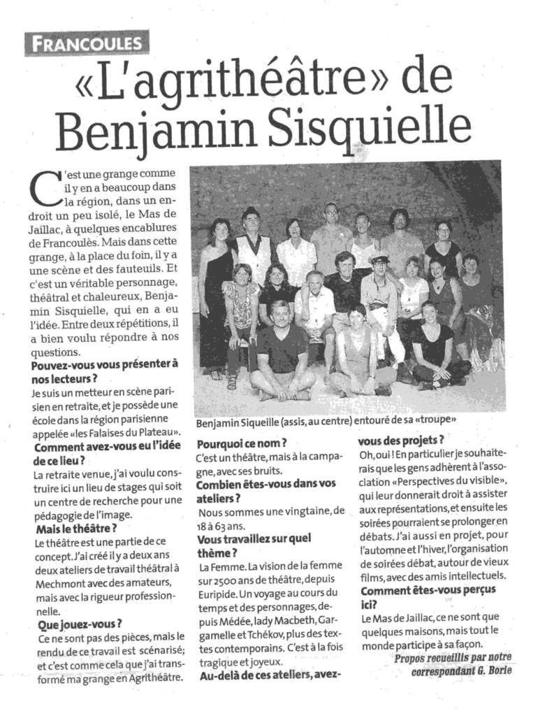 Article de la "dépêche du midi du  jeudi" du  25 Juin 2015