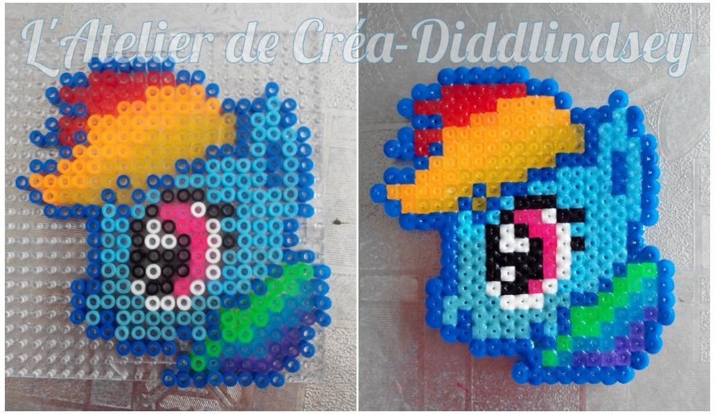 Tête de rainbow dash en perles à repasser Hama mini - Le blog de