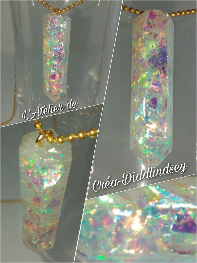 Pendentif résine en forme de gemme imitation opale - Le blog de diddlindsey