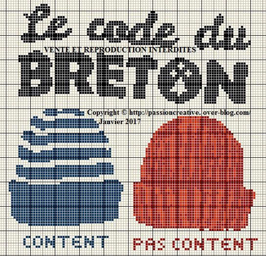 Grille gratuite point de croix : Le code du Breton - Passion creative