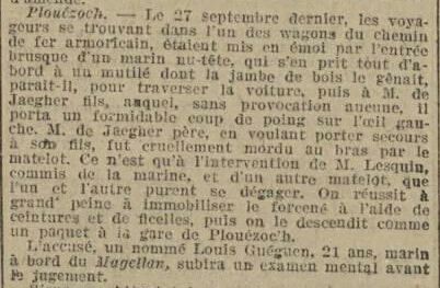Dépêche de Brest du 23/10/1921