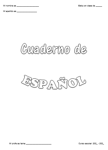 Page de garde du cahier: Version 2020 - Espagnol.hispania