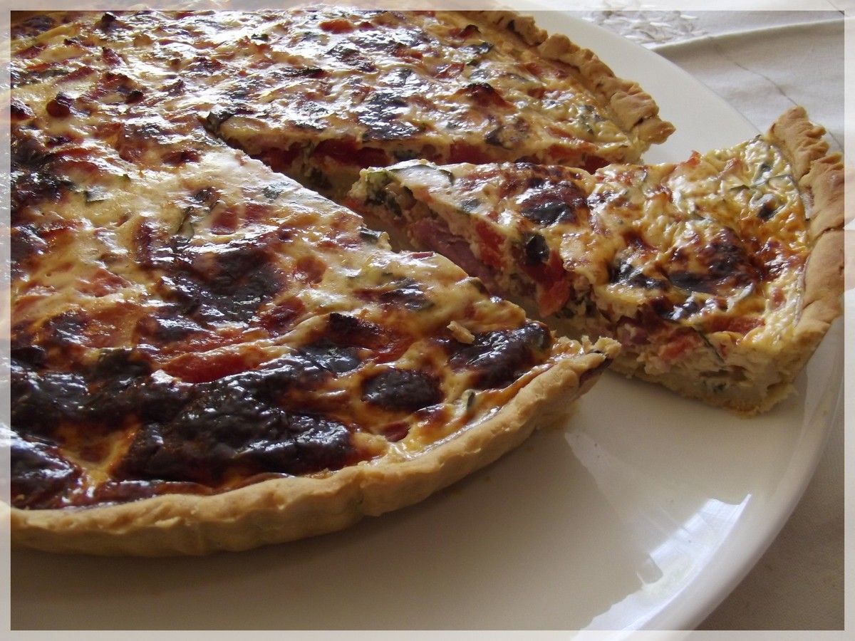 Quiche lardons / tomates / basilic (sans gluten ni lactose) sans