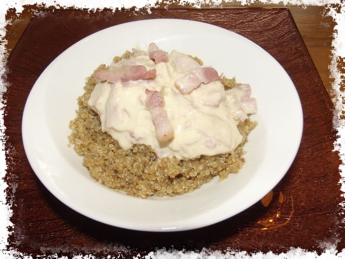 Quinoa aux lardons et jambon (sans gluten ni lactose) sansglutenni