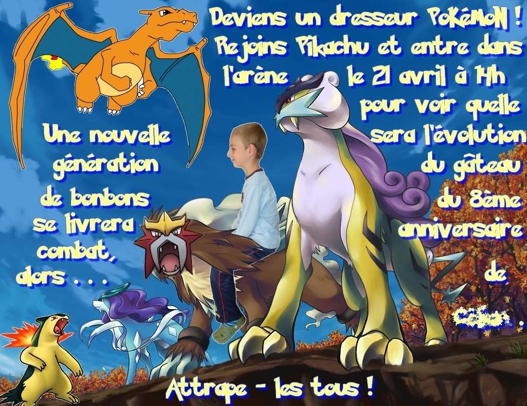 Invitation 8 ans Mini loup : Pokemon - ♥ Aussi délicat qu'un faire part