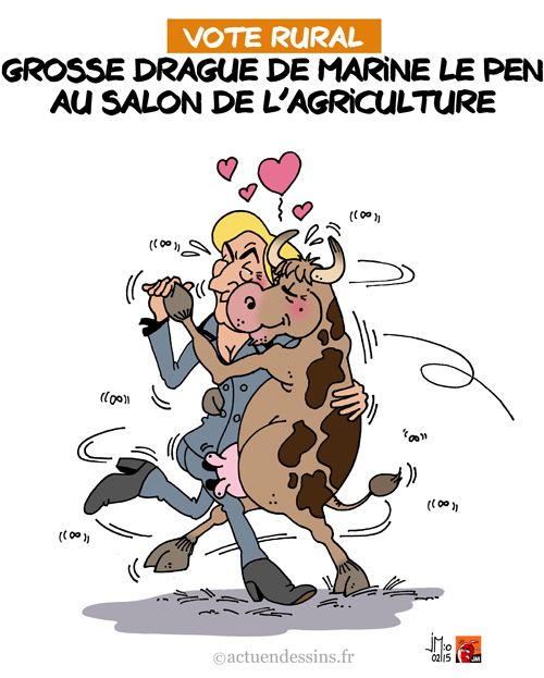 Marine Le Pen drague au Salon de l'agriculture