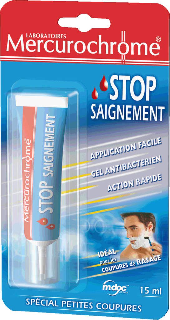 Communiqué] Mercurochrome "stop saignement" : le produit malin contre les  coupures de rasage - Papa Online !