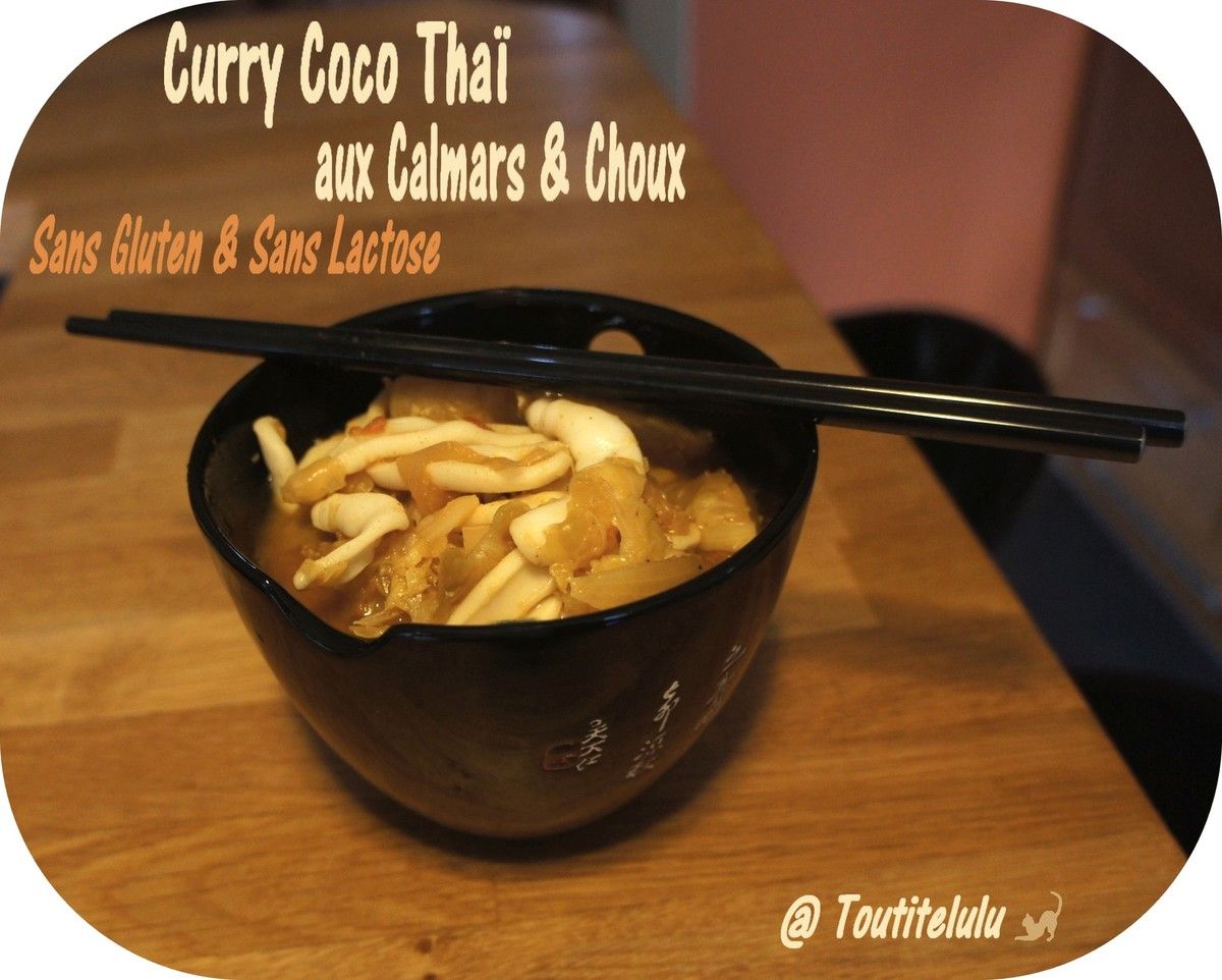 Curry coco Thaï aux choux et calmar sans gluten, sans lactose et sans