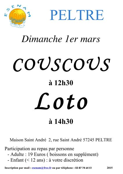 1er mars 2015 : couscous loto