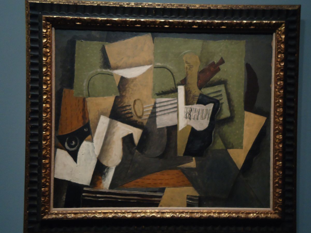 En haut, "Rhum et guitare" 1918; Ci-dessus "La joueuse de mandoline" 1917 du LaM de Lille; un des rares tableaux de cette année 1917 avec "La musicienne" également présente dans l'expo (mais interdite de photo)